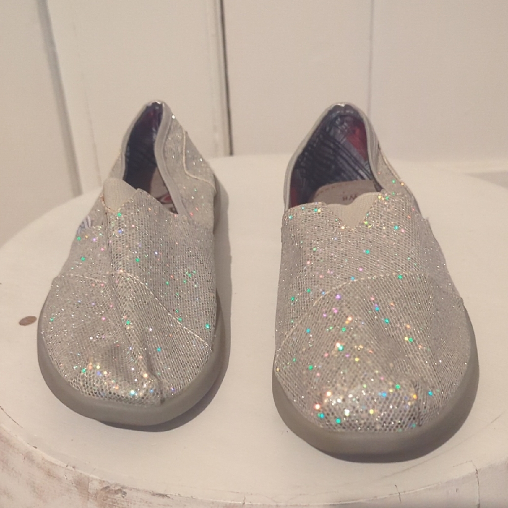 BOBS from Skechers Silver Dress Shoes Sparkly Slip-On Flats